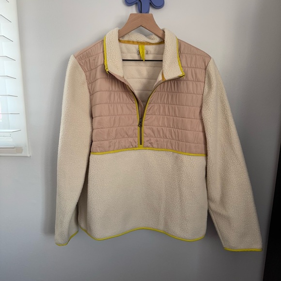 Faherty Large Cobble Hill Popover Fleece 1/4 Zip Cream - Picture 2 of 10